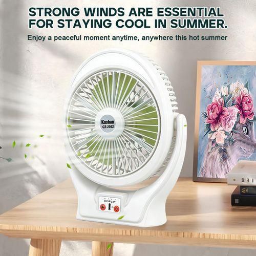 product_image_name-Generic-USB rechargeable mini fan with LED lighting,white, 360° adjustable desktop silent mode.-3