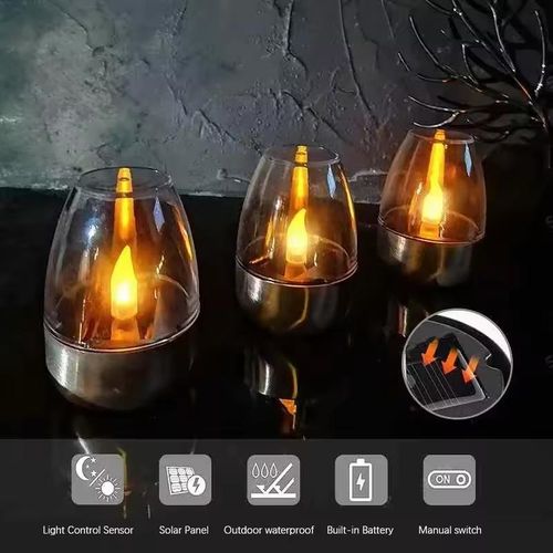 product_image_name-Generic-Solar candlelight lamp, LED, stainless steel night light, candlelight dinner decoration lamp, outdoor waterproof garden lawn lamp 1PCS-8