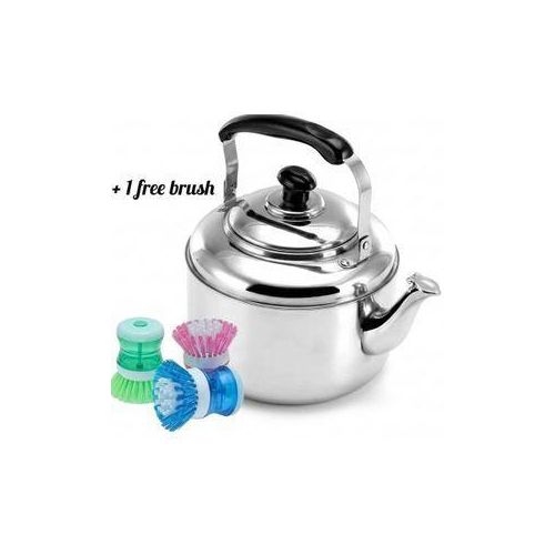 Generic Stainless Steel Whistling Kettle- 3L + 1 Free Brush
