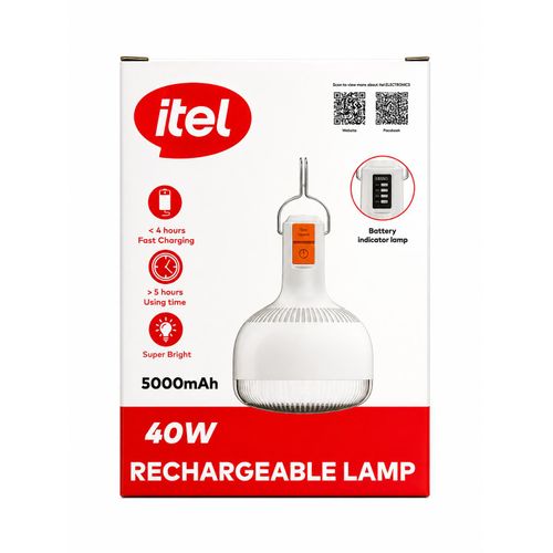itel 40W Rechargeable Lamp (5000mAh) – Super Bright Emergency LED Light