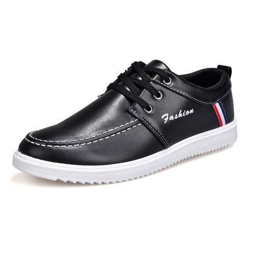product_image_name-Fashion-Men's Leather Casual Shoes-Black-1