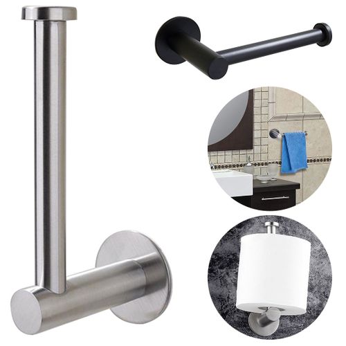 Toilet Paper Holder Stand Black With Shelf Bathroom Wall Mount