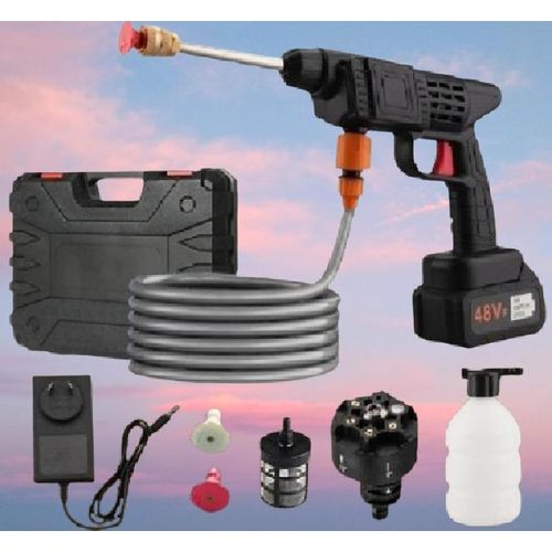 product_image_name-Generic-High Pressure Washer With 2 Rechargeable 48V Batteries, Cordless High Pressure Washer Gun Multi Cleaning Works Like Car & Bike Washing, Gardening & Home Cleaning Works Such  Floor,  Tiles,window Glass & Nets And Fence Cleaning With Hard Carry Case-6