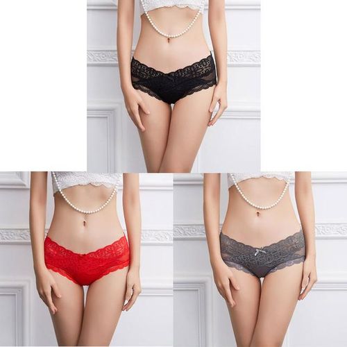 Generic 3pcs/lot Sexy Panties Fancy Cross Lace Panties For Women Traceless Briefs  Lady Panty Underwear Women Low-Rise Brief