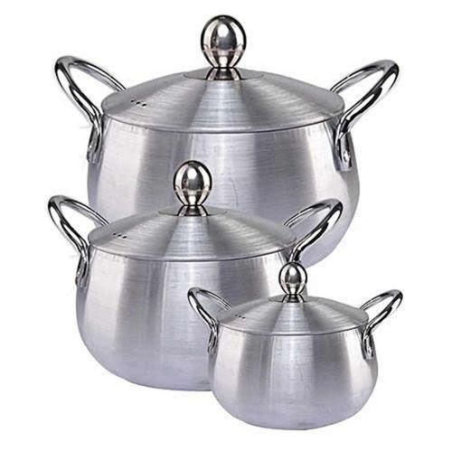 Generic 3pcs Belly Shape Stock Aluminium Cookware Set with Lids 16,20,24CM