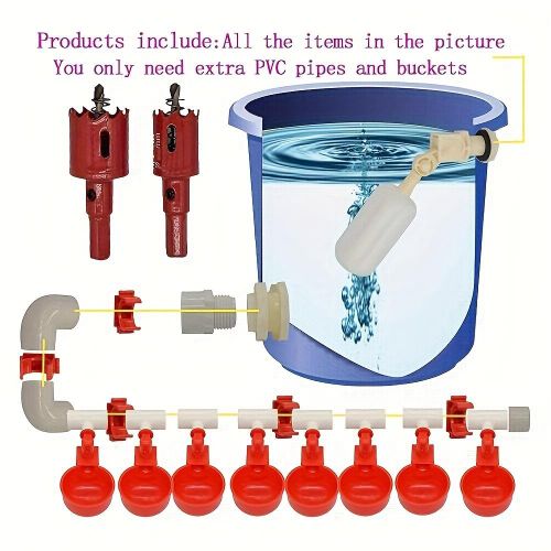 Generic Automatic Chicken N-ipple Drinker Cup with 1/2" PVC Tee Connector – Poultry Watering System - image 4