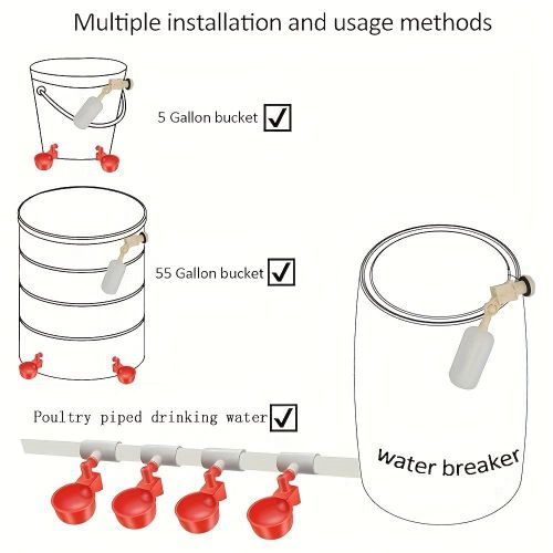 Generic Automatic Chicken N-ipple Drinker Cup with 1/2" PVC Tee Connector – Poultry Watering System - image 5