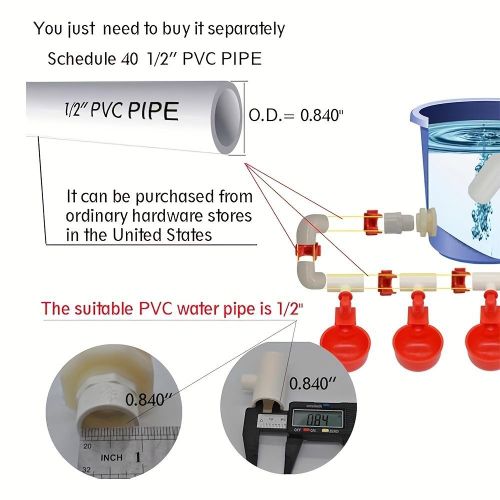 Generic Automatic Chicken N-ipple Drinker Cup with 1/2" PVC Tee Connector – Poultry Watering System - image 7