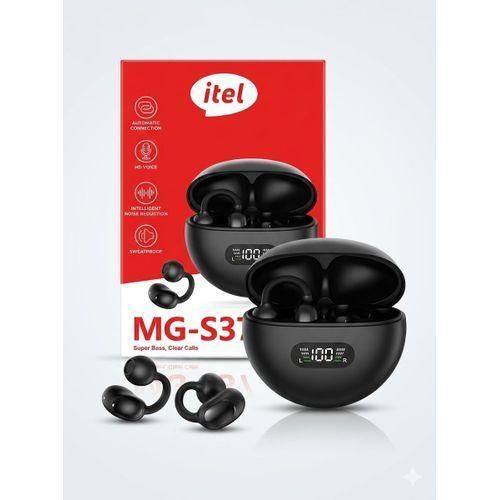itel MG-S37 Open-Ear Wireless Earbuds - Bluetooth 5.3 Earclips, Deep Bass & LED Display