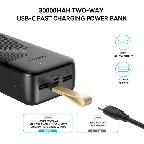 FOOMEE 30000mAh, 12W Fast Charging Power Bank with built-in strap and Light Indicator - image 5