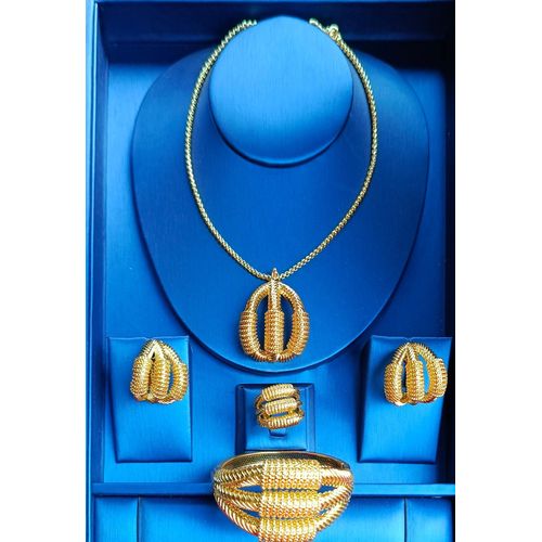 product_image_name-Fashion-Gold-plated Complete Jewelry Set - Necklace Earrings Bangles And Ring-1