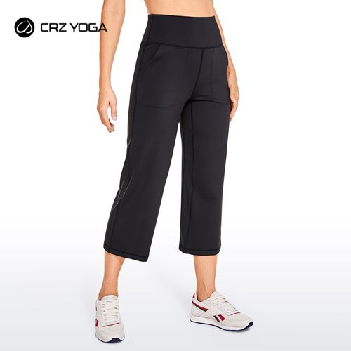 Generic Yoga Women's Capri Stretchy Wide Leg Sweatpants With Pockets High  Waist Lounge Pants _ Soft Inseam: 23 Inches(#Black01)