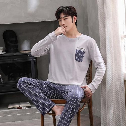 Generic Striped Pajamas Suit Sleep Set Cotton Nightgown Home Wear Men 2pcs Shirtpants Sleepwear Lounge Intimate Lingerie Nightwear Robe Jumia Nigeria