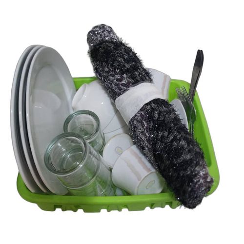 Generic 3 X dining Plates..Mugs..Bowls..Cups..Tablemats + Cutleries..Dishdrainer