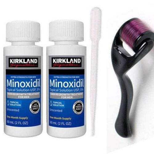 product_image_name-Kirkland Signature-2 Bottles of 5% Hair Regrowth Oil For Men With Derma Roller- 60ML-1