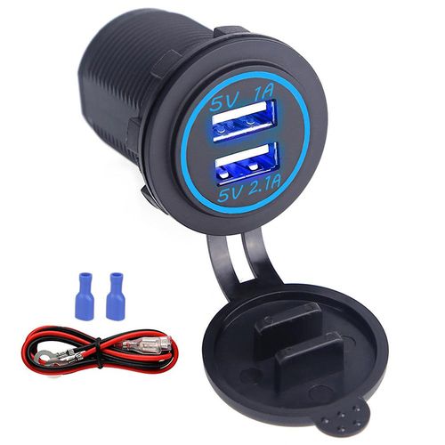 3.1A Dual USB Port Charger Socket Outlet 12V LED Waterproof for Motorcycle  Car