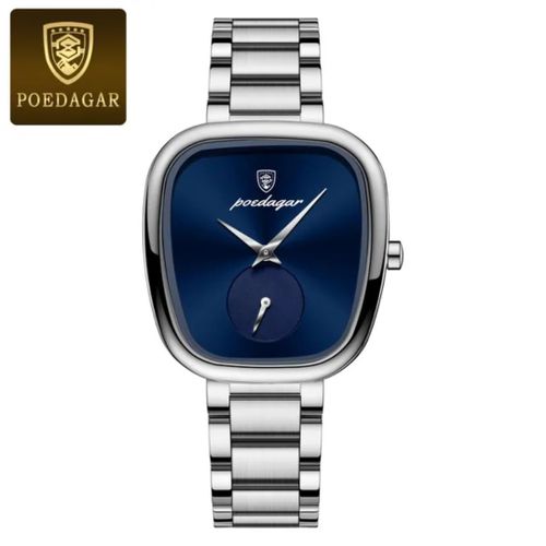 POEDAGAR Blue Dial Silver Strap Female Watch