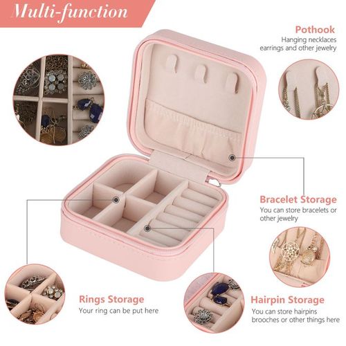 Mini Jewelry Travel Case,Small Travel Jewelry Organizer, Portable Jewelry  Box Travel Mini Storage Organizer Portable Display Storage Box For Rings  Earrings Necklaces Gifts 