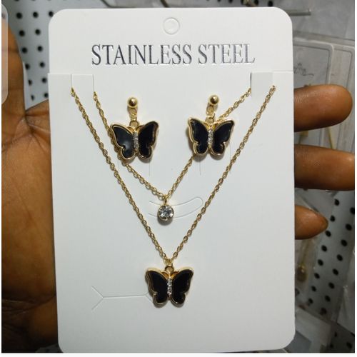 Fashion Ladies Two Step Butterfly Necklace Pendant With Earring Gold Jumia Nigeria