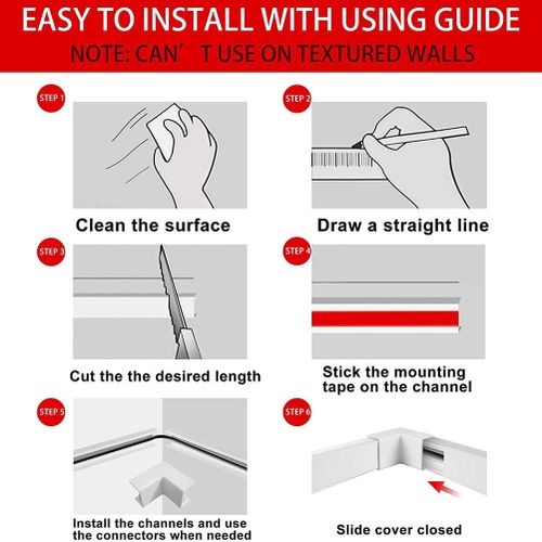 Cable Concealer, Cord Cover Raceway Kit, Wire Cover For Mount TV, Cable  Hider Channel For Home