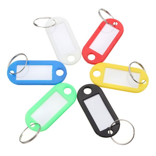 Generic 30x Coloured Plastic Key Fobs Luggage ID Tags Labels Keyrings ...
