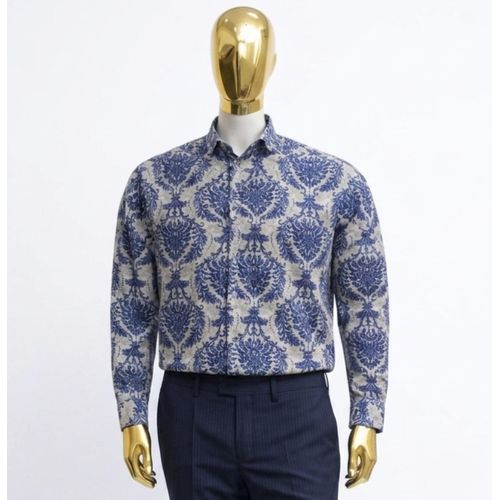 DBC DREAMBIG! DBC Blue Baroque Luxury Long Sleeve Shirt