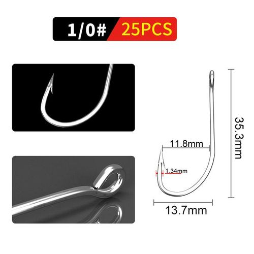 Generic Ftk High Carbon Stainless Steel Barbed Carp Fishing Hooks 1-1050pcs  1/0-10/0 25pcs Pack With Fishing Hook Tackle