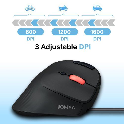 JOMAA Ergonomic Wired Trackball Mouse Vertical Gaming Mice for Computer PC iPad Easy Thumb Control Mouse - image 3