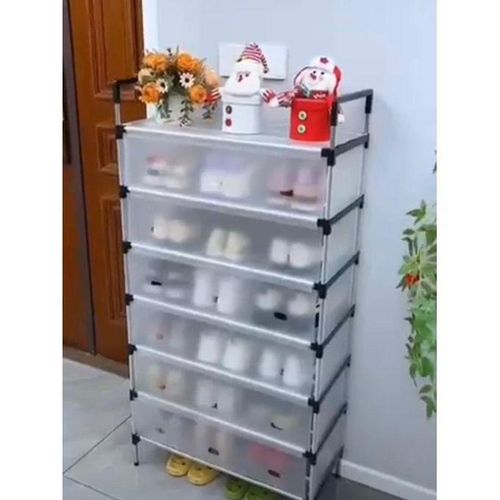 Fashion 7 Layer Multipurpose Dust Proof Seni-Transparent Shoe Rack Adjustable Storage Shelf - image 7