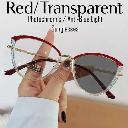 product_image_name-Fashion-Red Transparent Cat Eye Photochromic+ Anti-Blue Light Butterfly Glasses For Ladies-1
