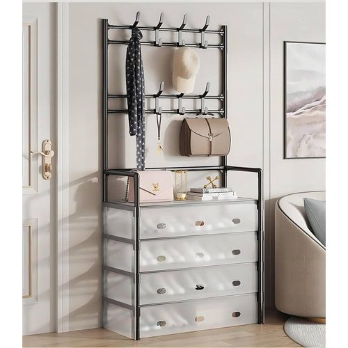 Generic 5-in-1 Entryway Hall Tree with Pull-Out Shoe Drawers, Coat Hooks, Open Shelf & Bottom Storage - image 5