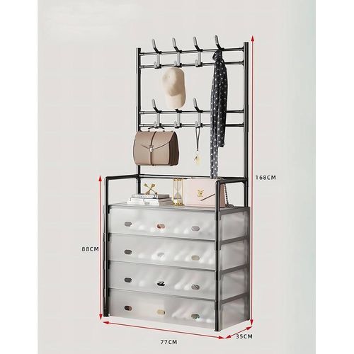 Generic 5-in-1 Entryway Hall Tree with Pull-Out Shoe Drawers, Coat Hooks, Open Shelf & Bottom Storage - image 6