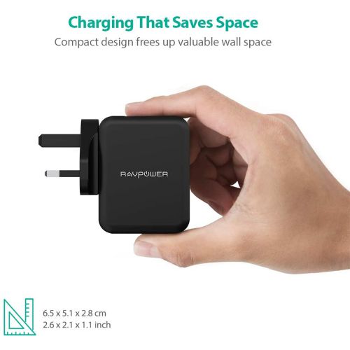 product_image_name-Ravpower-24W USB Dual Port Quick Charge 3.0 Wall Charger-3