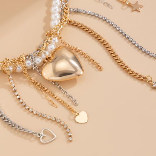 product_image_name-Fashion-Layered Pearl Tassel Love Pendant Necklace-2