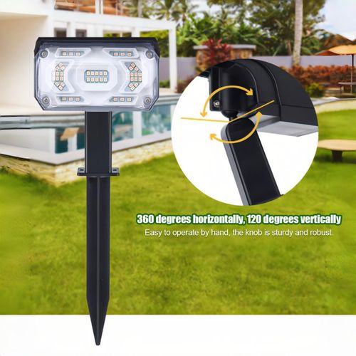 Generic 2PCS Solar Outdoor Spotlights Blue Light Landscape Lights Wall Mounted Ground Stake 3 Brightness Modes - image 4