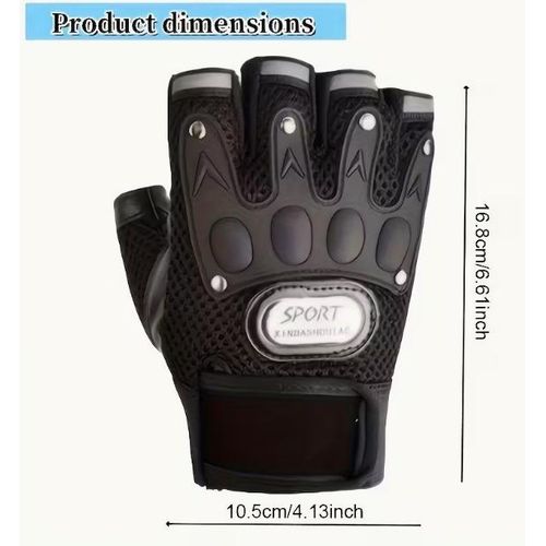 product_image_name-Fashion-2 pcs Half-Finger Cycling Sports Gloves - Durable, Non-Slip, Breathable Polyester Fabric with Grip Finger Tabs for Outdoor Training & Activities - Black, Cycling Accessories, Perfect for-8