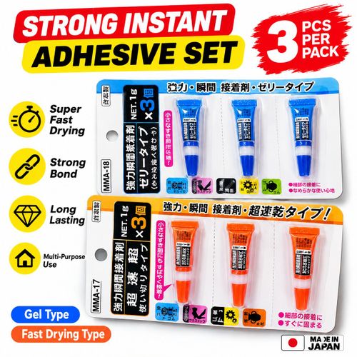 Glue Stick Japanese Strong Instant Adhesive – Gel Type & Super-Fast Drying Type (6pcs Set)