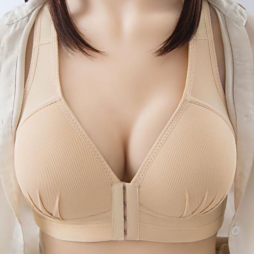 Fashion Plus Size Bra 36-46 Bras Front Closure Solid Color Brassiere  Wireless Te