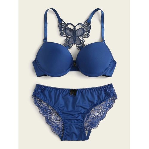 Sexy Blue Lace Mesh Bra Women Wire Free Embroidery Sexy Lingerie