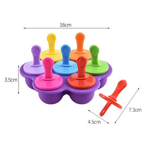 4 Silicone Popsicle Molds 7-Cavity DIY Ice Pop Mold w/ Colorful Sticks Baby  Kids