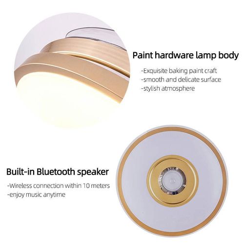 Generic Smart Bluetooth Speaker 42-Inch LED Retractable Ceiling Fan Chandelier With Bluetooth Speaker - image 5