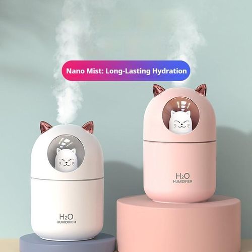 product_image_name-Generic-300ml Cute Cat Pink Portable USB Humidifier with Ambient RGB Light, Ultra Quiet Cool Mist, Rechargeable Indoor Air Moisturizer for Better Sleep and Dry Skin Relief in Bedroom, Office, Yoga, Indoor Spaces--Perfect Gift for Wife ,GF in Dry Season-2