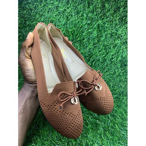 product_image_name-Lomanice-Women’s Brown Knit Flats Shoe-1