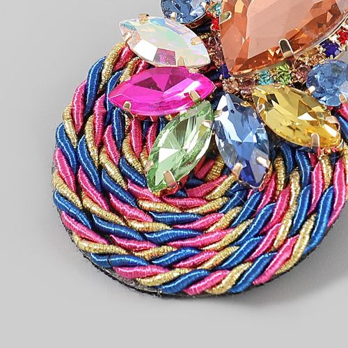 product_image_name-Fashion-New multicolour rhinestone polyester elastic thread earrings for women-4