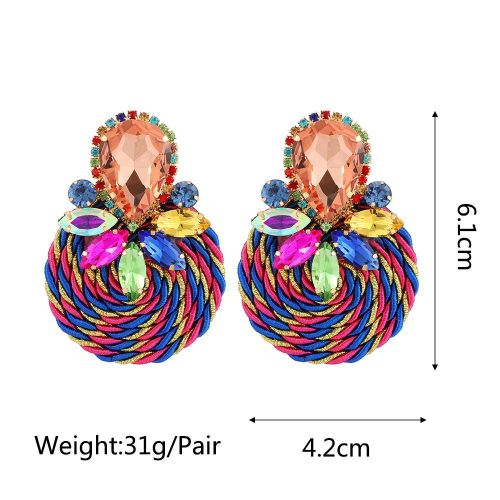 product_image_name-Fashion-New multicolour rhinestone polyester elastic thread earrings for women-7