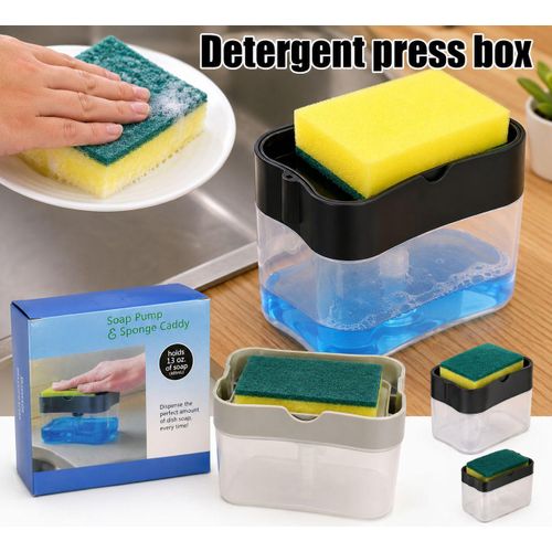 Generic 2-in-1 Soap Dispenser Pump With Sponge Holder Kitchen Cleaner Box
