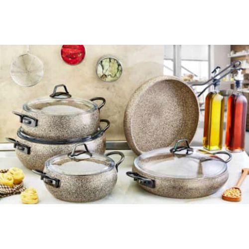 product_image_name-O.M.S-9 Pcs.Non Stick Professional Cookware Set Casserole Pot-2