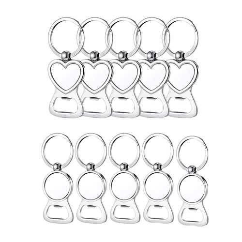 10 Pcs Sublimation Blank Keychains Sublimation Metal Bottle Opener Blank Key  Ring Aluminum Heat Transfer Keychain 