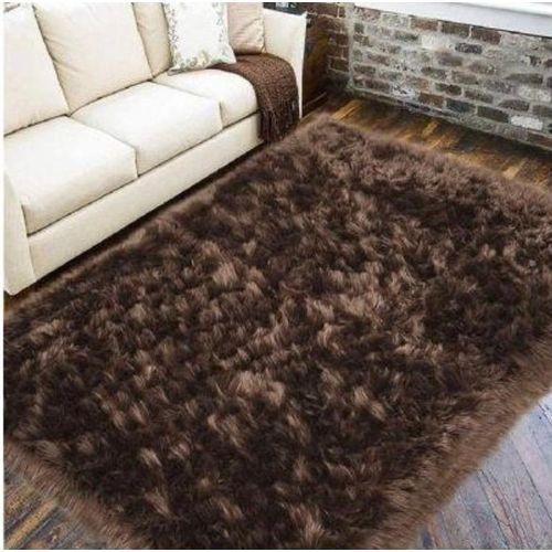 Generic High Quality Turkish Dexim Fluffy Sheepskin Brown Fur Rug