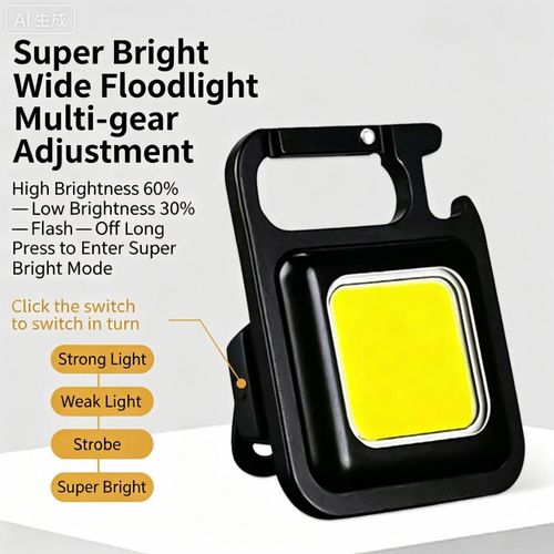 Generic 2-in-1 Combo Pack: Multifunctional COB Keychain Light + Premium PU Key Strap - image 2